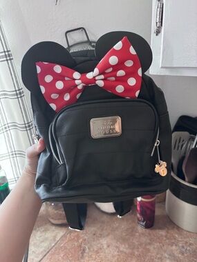 Disney Kids Backpack with Black Body and Red Polka Dot Bow